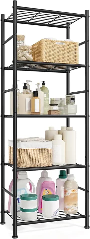 SONGMICS 5-Tier Shelving Unit, Steel Storage Rack, 11.8 x 15.7 x 56.7 Inch