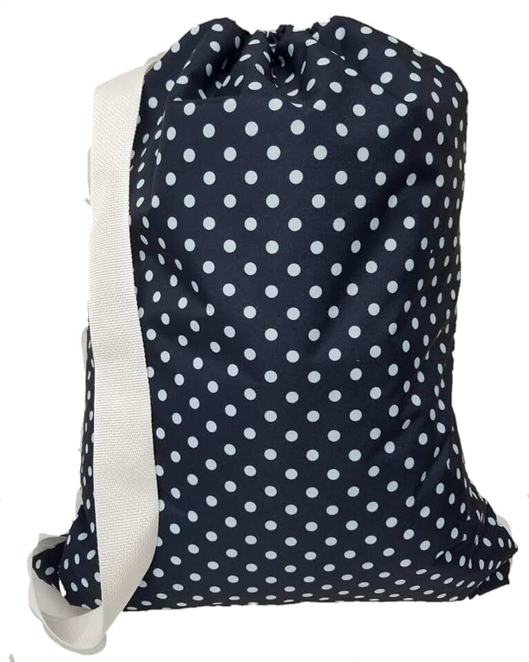 Polka Dot Nylon Laundry Bag 22"x28" with Shoulder Strap - Made in USA