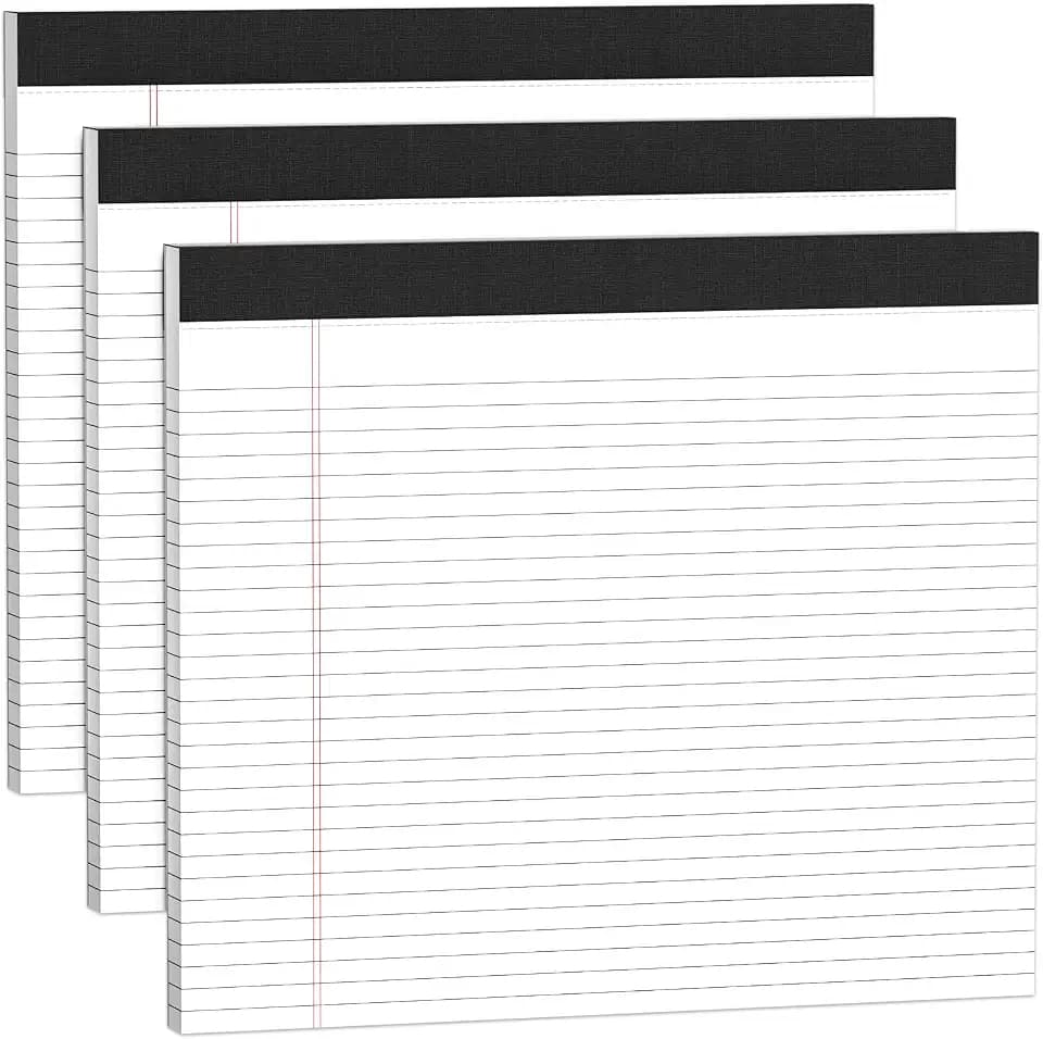 AILZFEI 3 Pack Legal Pads 11 x 9.5 College Ruled White Paper Note Pad Narrow Ruled 30 Sheets Notepads Perforated Writing Pad Clear Print Horizontal Pads of Paper