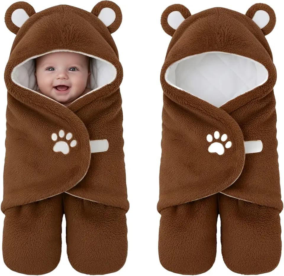 Swaddles for Newborns, Baby Swaddle Blanket for Newborn 0-4 Months, Cute Bear Swaddle Wrap for Baby Boys Girls, Plush Receiving Blankets for Newborn Registry