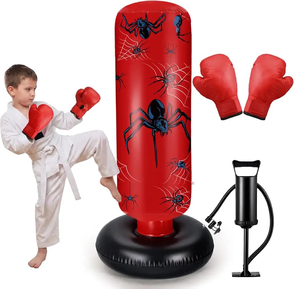 Inflatable Punching Bag for Kids with Boxing Gloves & Air Pump