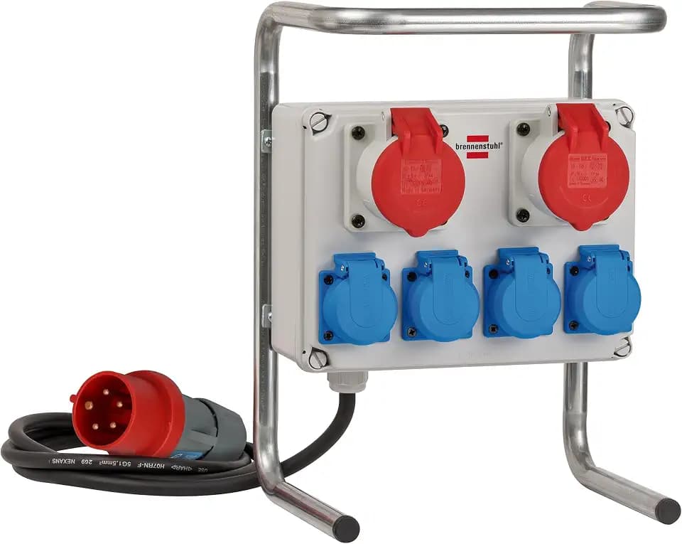 Kompakter Kleinstromverteiler BKV 2/4 G IP44 mit Stahlrohrgestell 2m