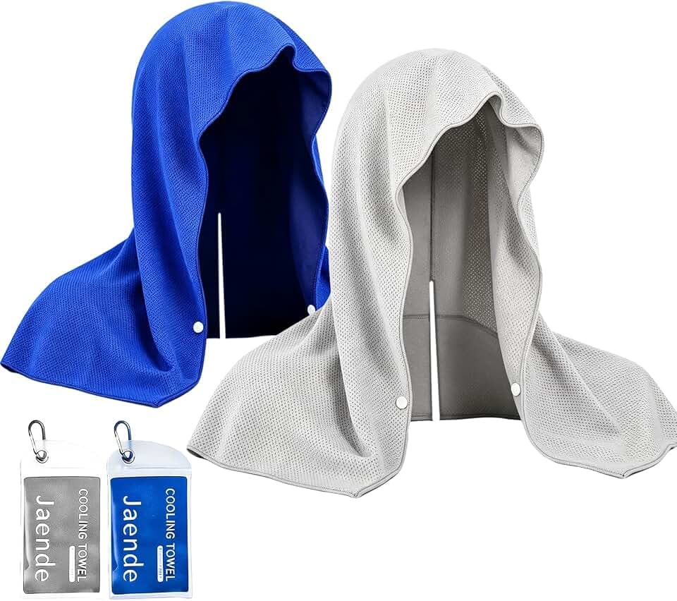 Jaende 2 Pack Cooling Hoodie Towel for Neck and Face, 23.6" x 11.8"