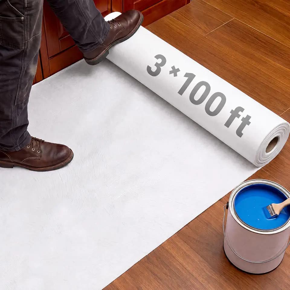 Amylove Temporary Floor Protection Roll for Construction, 100 Feet, White