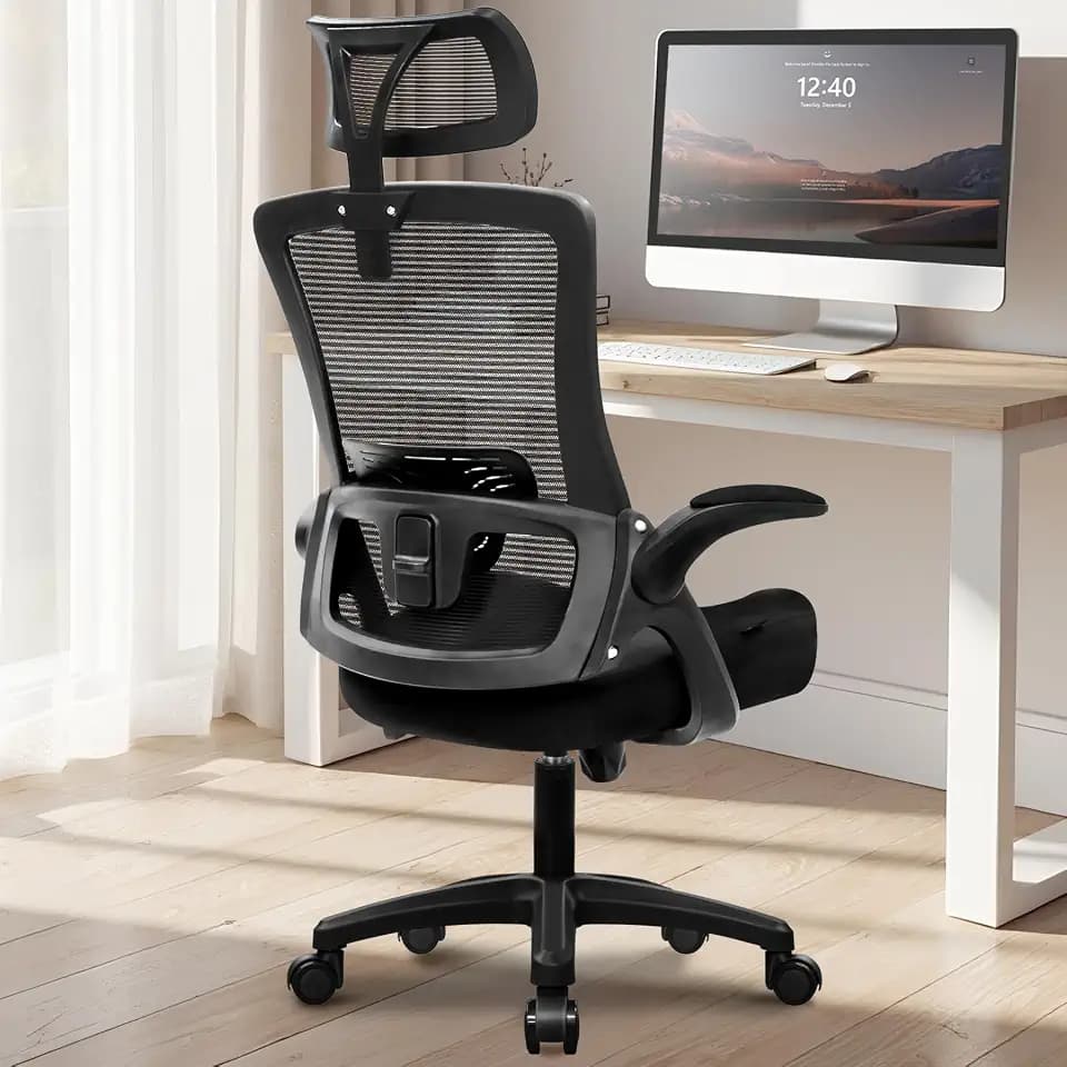 NEO CHAIR Office Desk Chair with Ergonomic High Back Headrest, Mesh Black