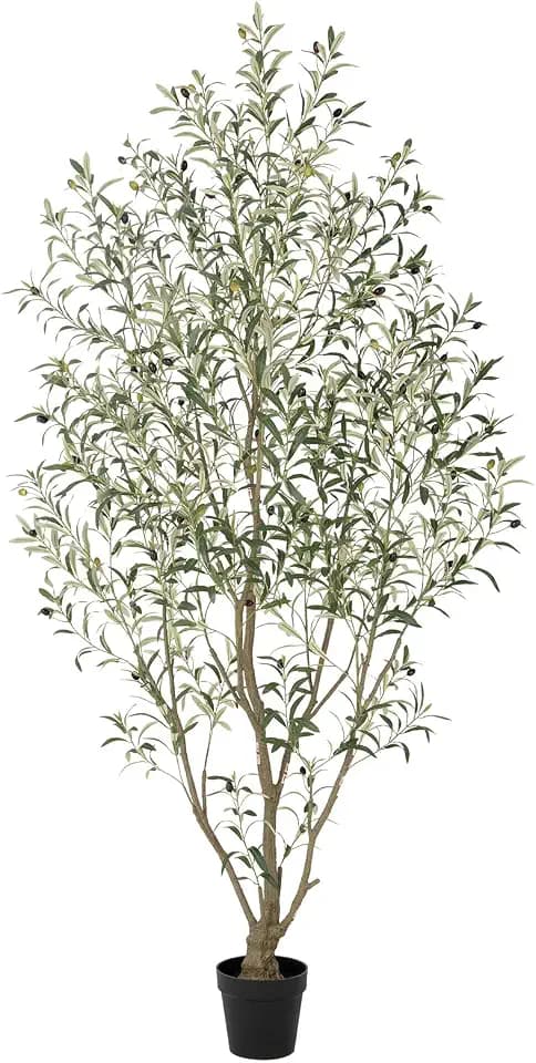 Nafresh Super Full Faux Olive Tree, 7FT Artificial Olive Tree Indoor, Fake Silk Trees with Realistic Leaves and Lifelike Fruits for Indoor Outdoor Living Room Corner Office Bedroom Home Decor
