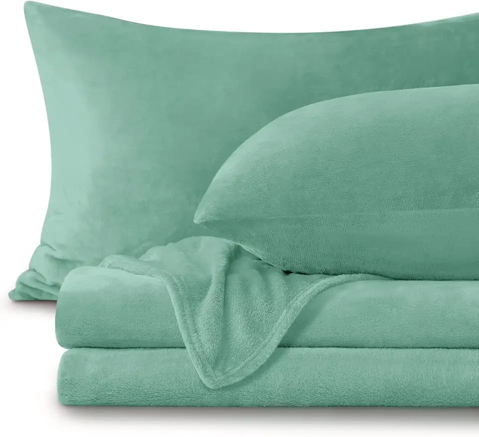 BEDELITE Flannel Sheets Twin Size, Haze Blue, 3 Pieces