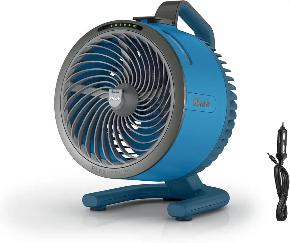 Shark FlexBreeze HydroGo Portable Fan with Car Charger, Blueberry, FA052QBL