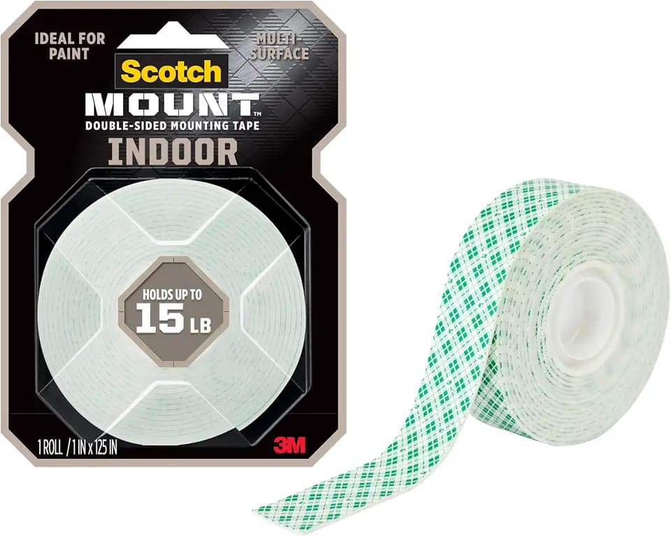 Scotch-Mount Indoor Double-Sided Mounting Tape, White, 1 Roll, 1 x 125 in