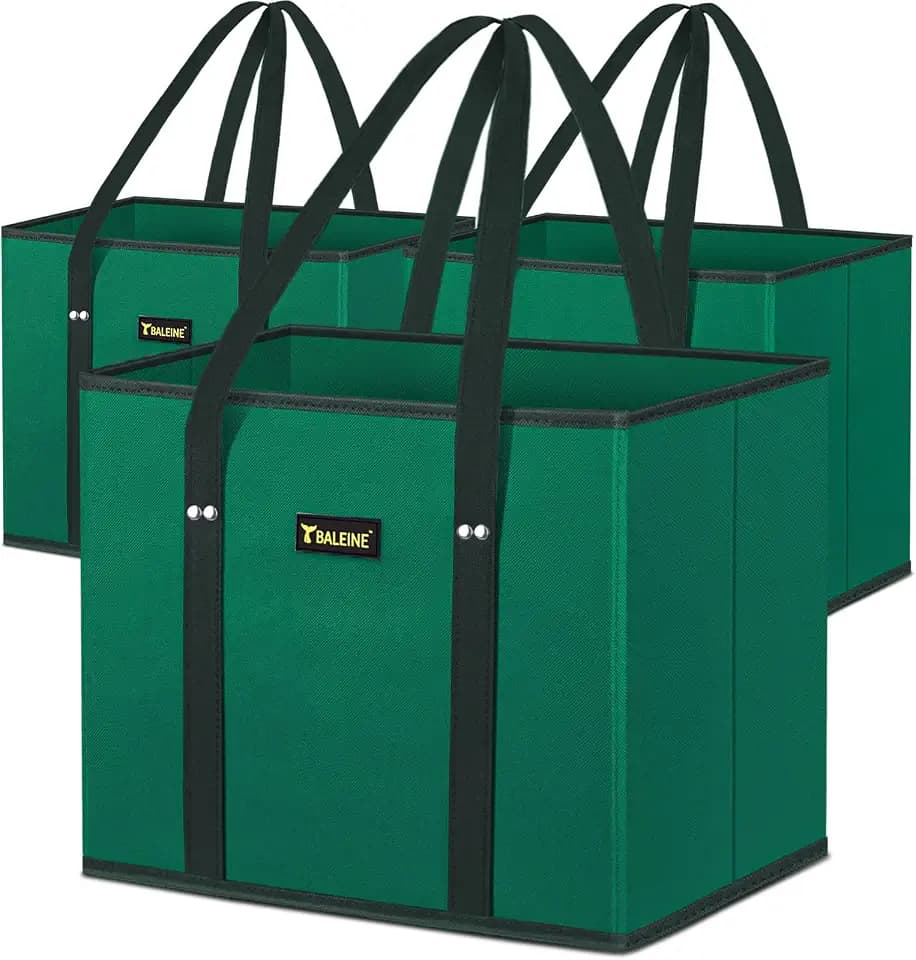 BALEINE 3PK Reusable Grocery Bags, Heavy Duty Shopping Tote Bag