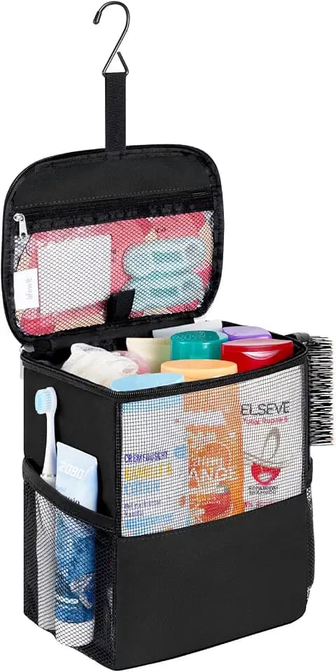 Lifewit Mesh Shower Caddy Bag, Hanging Shower Organizer, Medium, Black