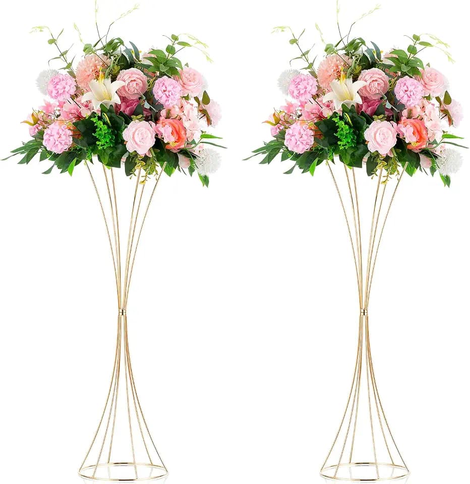 NUPTIO Trumpet Vase Flower Display Stand, 31.1" Tall, Metal, 2 Pcs