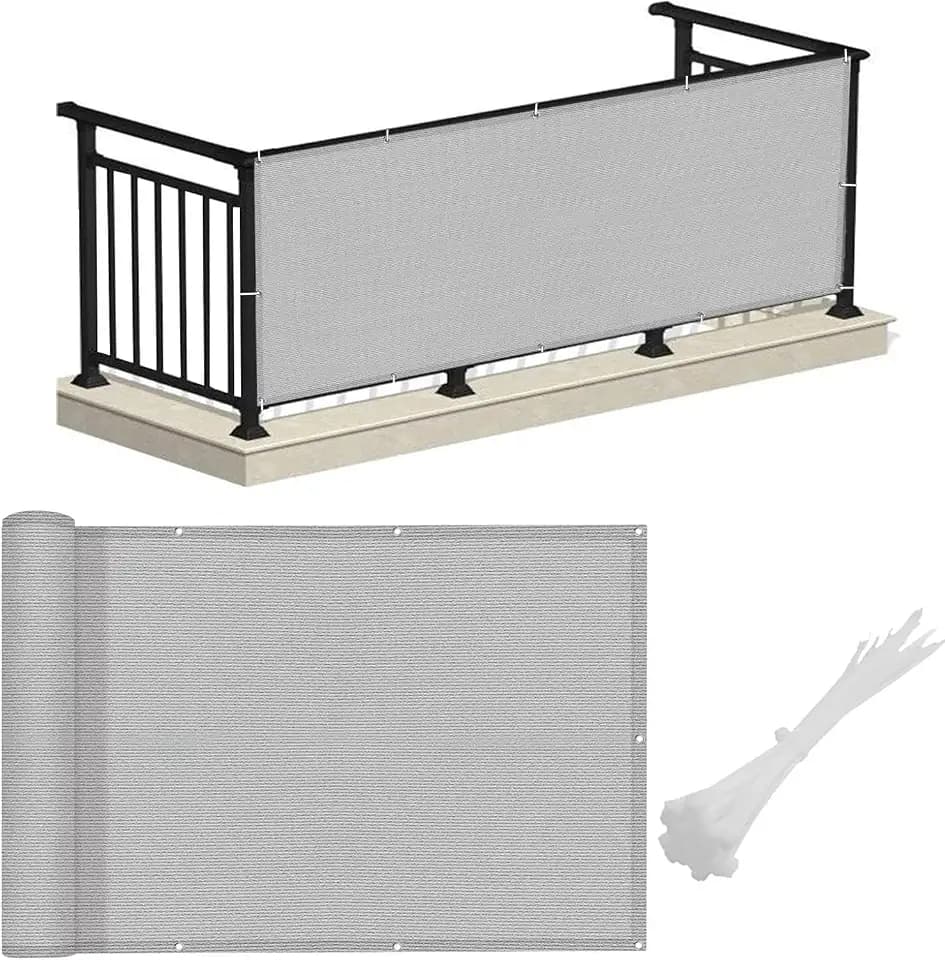 LOVE STORY 3.3' x 19.7' Balcony Privacy Screen Cover for Apartment, Grey