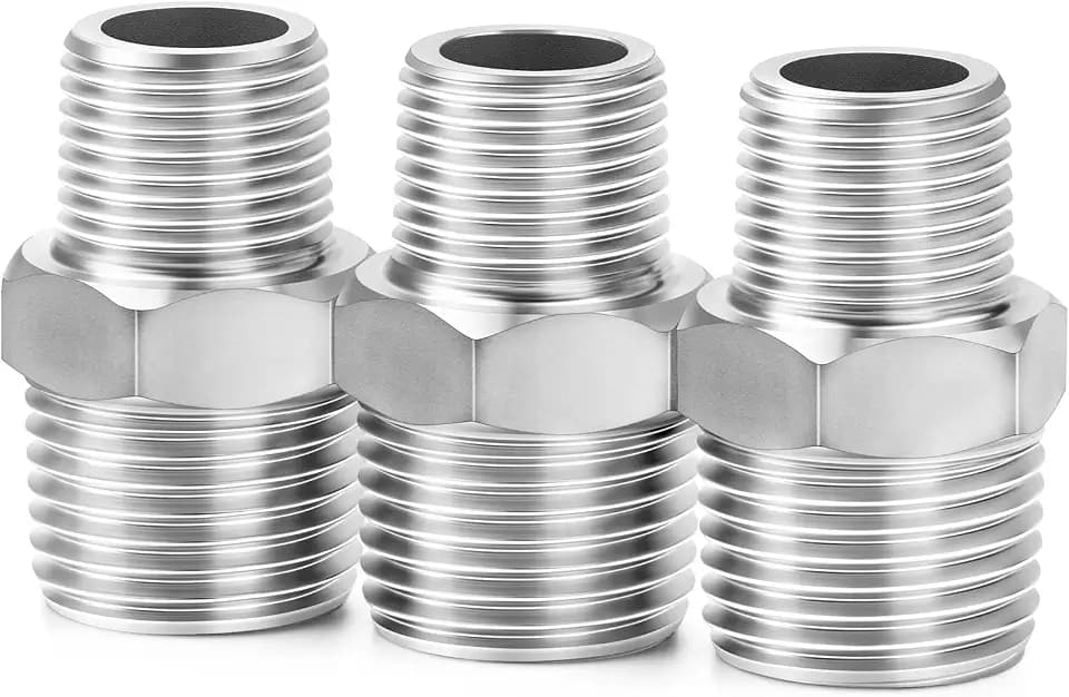 ChillWaves 304 Stainless Steel Pipe Fitting, Reducer Hex Nipple 1" NPT Male x 1/4" NPT Male Thread Adapter(3-PACK)