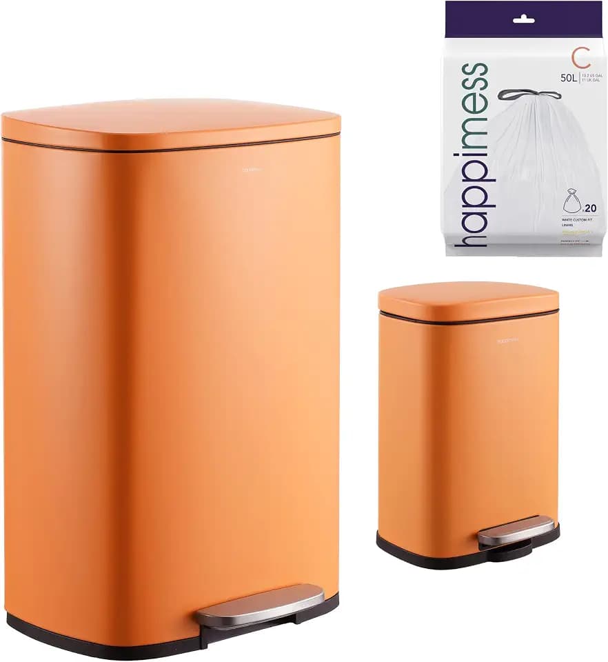 happimess Connor 2-Piece Iron Trash Can, Carrot Cake