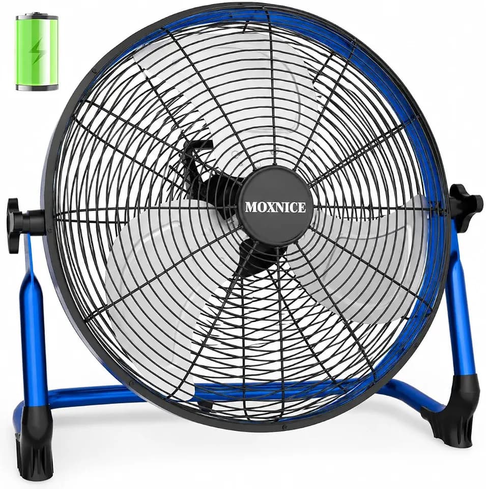 20" Solar Fan, 40W Solar Powered Fan with Metal Blade & Quiet Brushless Motor, Floor Fan for Home Garage Greenhouse Camping, 8-60H Runtime, USB Charging
