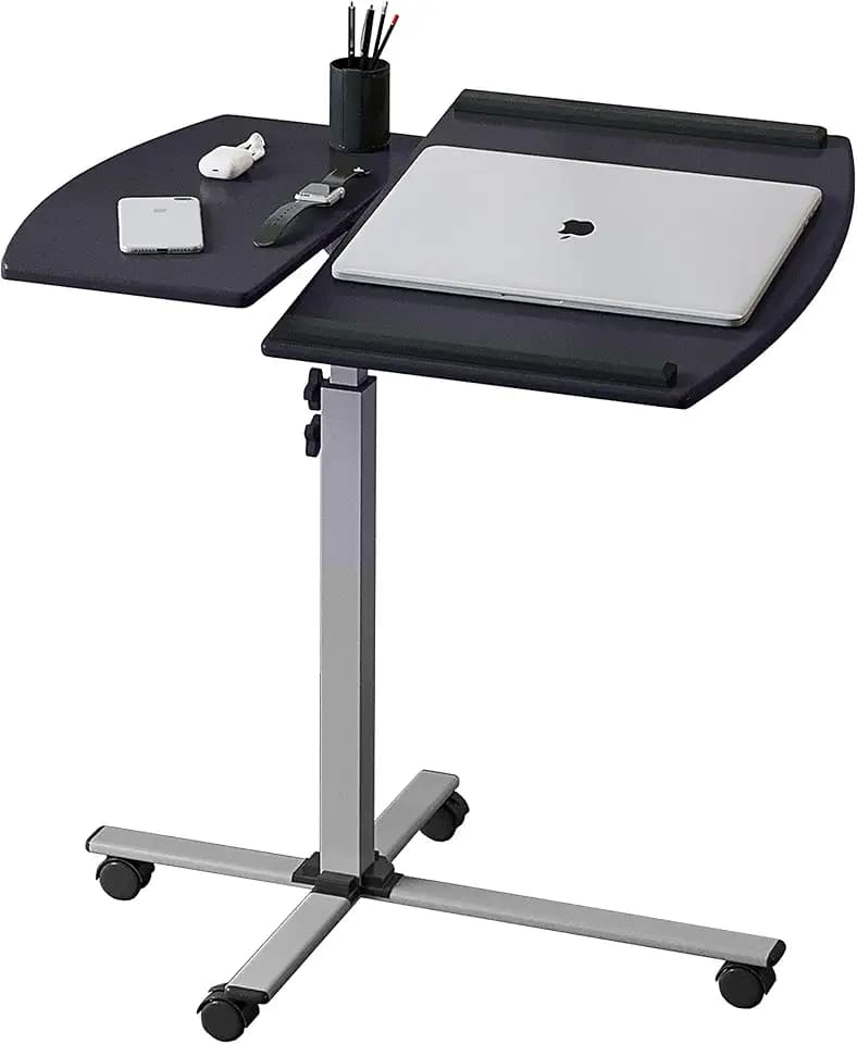 Techni Mobili Adjustable Height Rolling Laptop Cart w/ Tilting Top Graphite