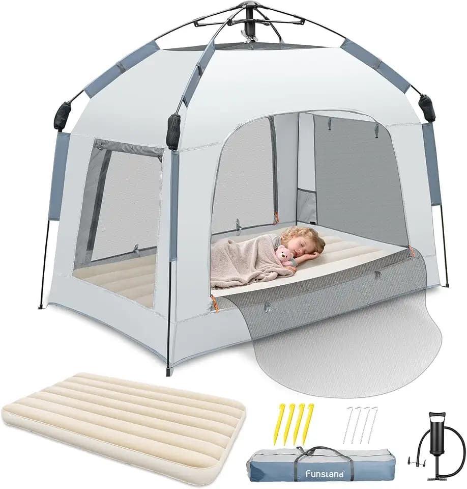 Inflatable Toddler Travel Bed with Tent: Air Mattress Portable for Camping