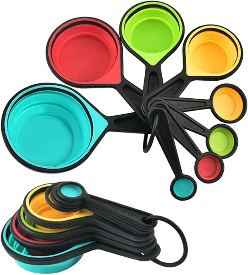 Collapsible Measuring Cups and Spoons Set, 8 Pieces