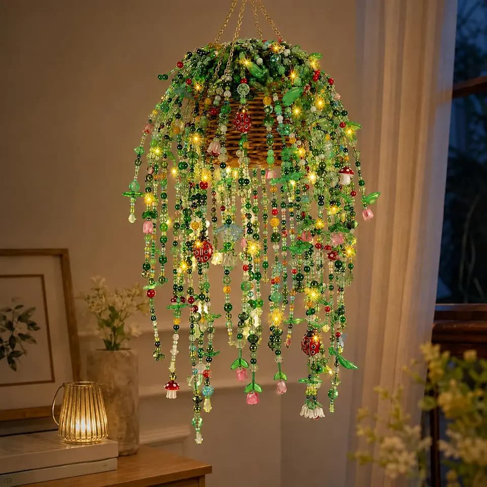 4248 Pcs Beaded Plant Kit, Green Beads for Beaded Plants with LED Lights