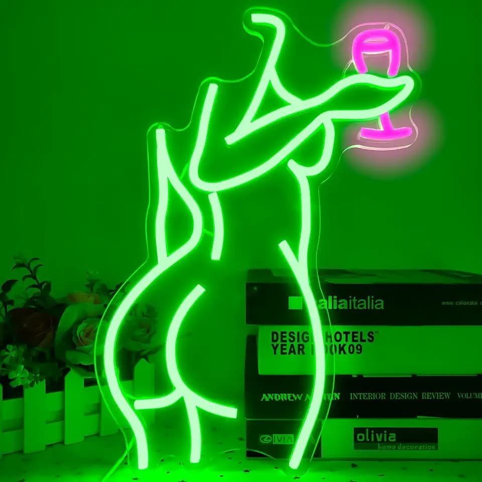Lady Back Neon Sign Dimmable LED sign Woman Neon Lights Sexy Lady Neon Signs for Bedroom Man Cave Bar Store Home Party Art Decor Gifts(16X11 inches,Green)