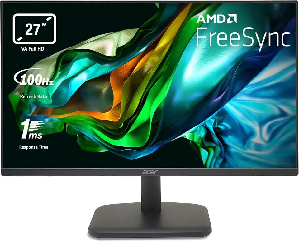 Acer EK271H Monitor 27 Inch (69 cm Screen) Full HD, 100Hz HDMI, 75Hz VGA, 5ms (GTG), HDMI 1.4, FreeSync, Black