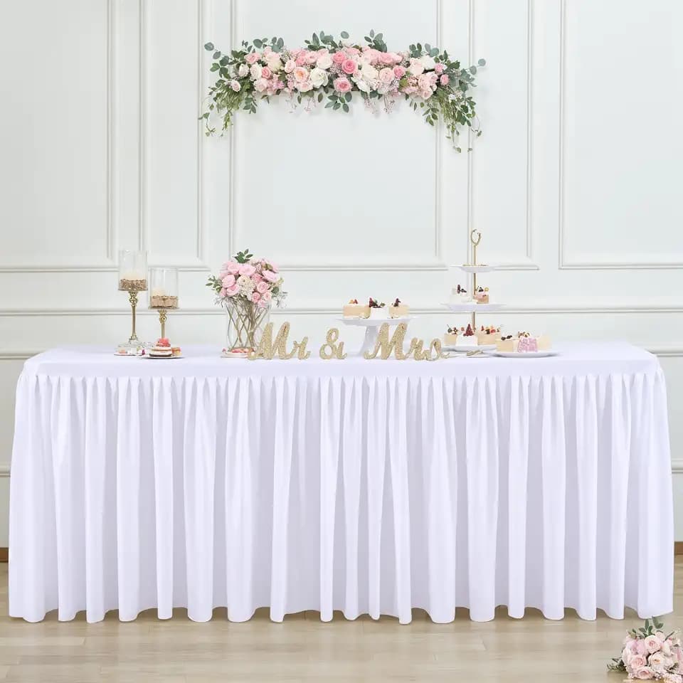 White Table Cloths for 6 foot Rectangle Tables Fitted Open Back Stretch