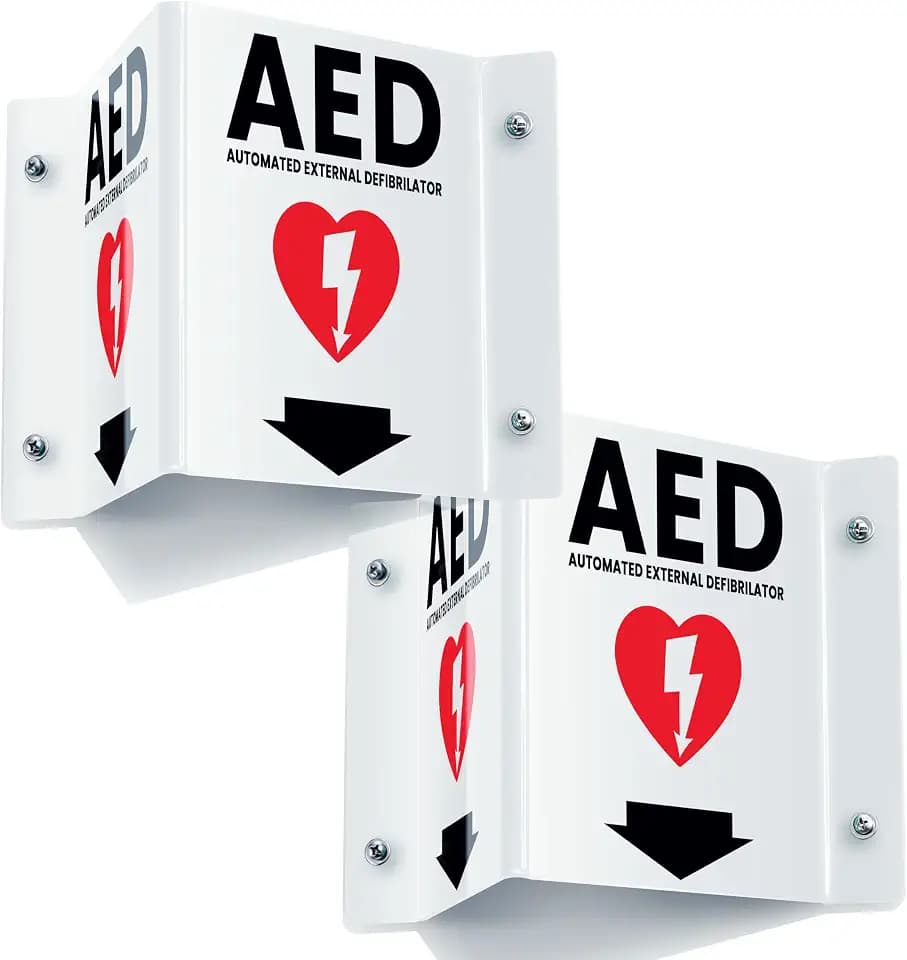 AED Sign 3D Projecting 2 Pack, 6 inch Two-Sided, Acrylic, Defibrillator