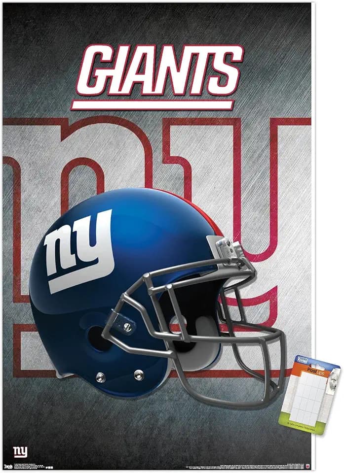 Trends International NFL New York Giants - Helmet 16 Wall Poster, 22.375" x 34", Premium Poster & Mount Bundle