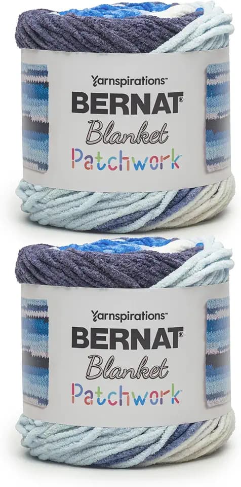 Bernat Blanket Patchwork Yarn for Crocheting Soft, Ocean Waves, 2-Pack