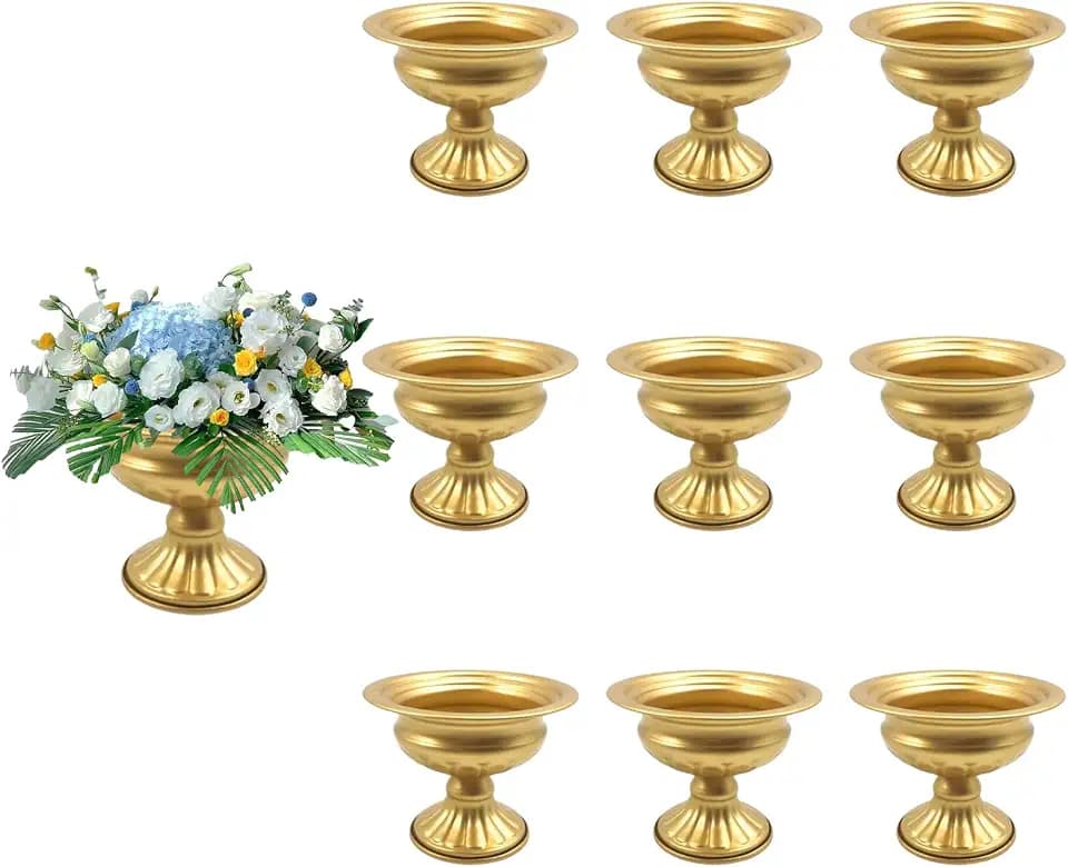 Metal Vases for Table Centerpieces 10 Pcs 4.7 Inch Gold Vases