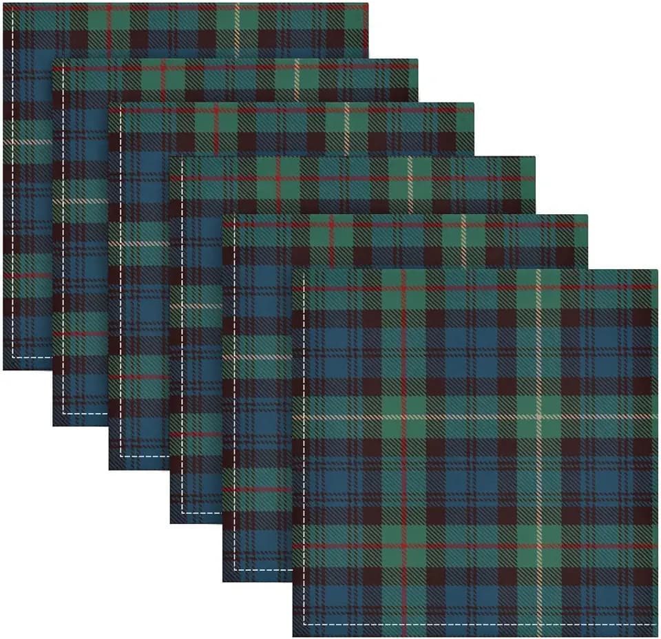 Cream Plaid Cloth Napkins Dinner Napkins Cloth Set of 6 Reusable Washable Table Napkin 20x20 Inch