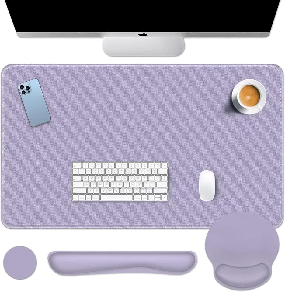 Britimes Keyboard Mouse Pad Set, 4 in 1 Desk Mat Set, Purple