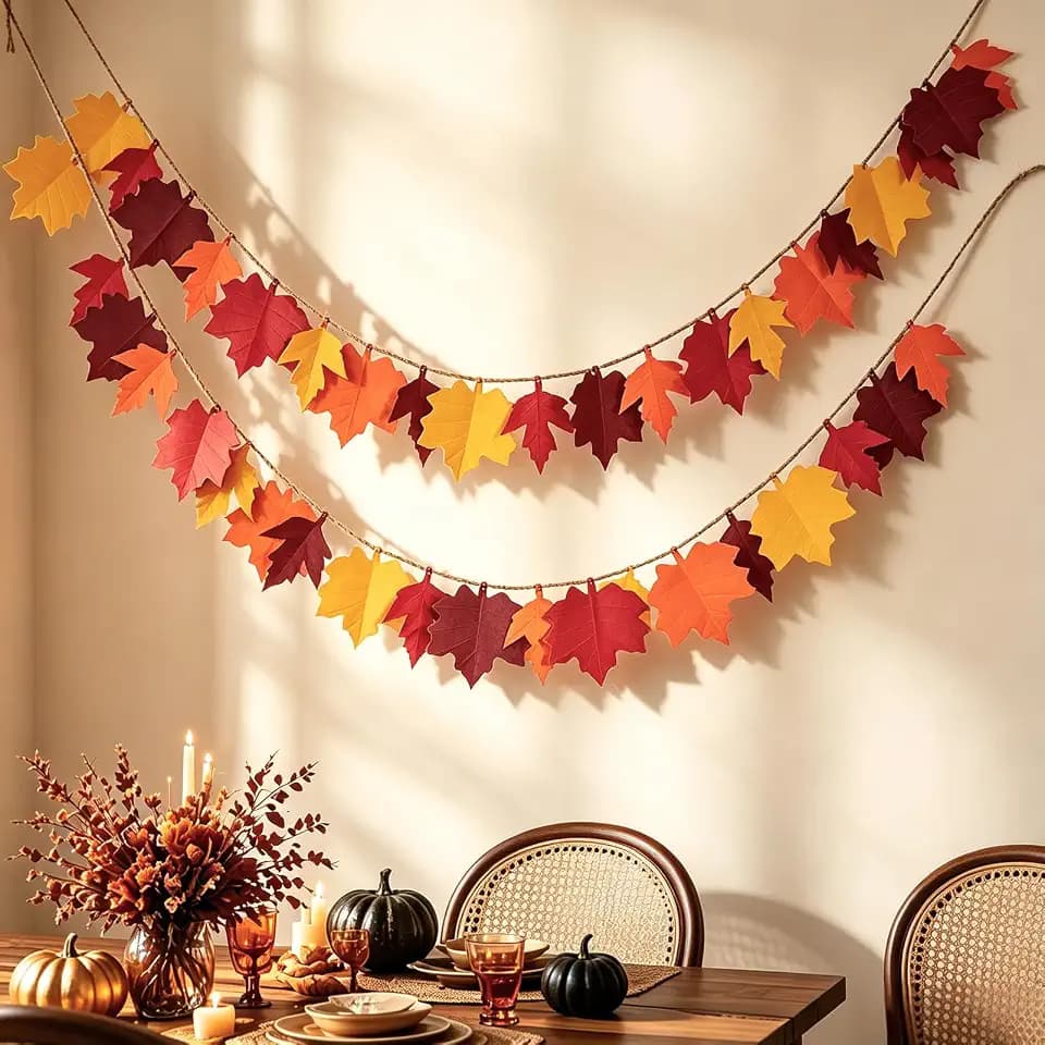 2 Pcs Fall Decorations for Home, Fall Leaves Garland for Mantel, Fall Party Thanksgving Decorations Indoor