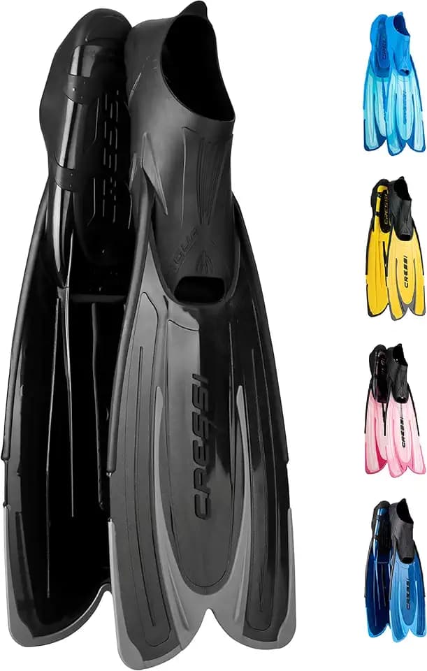 Cressi Adult Snorkeling Fins with Self-Adjustable Comfortable Full Foot Pocket - Perfect for Traveling - Agua: Made in Italy