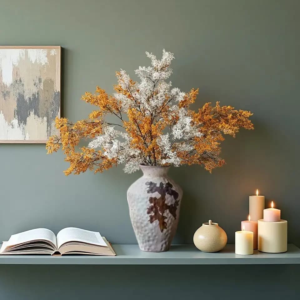 43" Faux Stems for Vase, 3 Pcs Long Artificial Branches for Vase Realistic, Faux Berry Stem Farmhouse Floral Stems for Shop Mantel Garden Office Home Rustic DéCor White,Orange