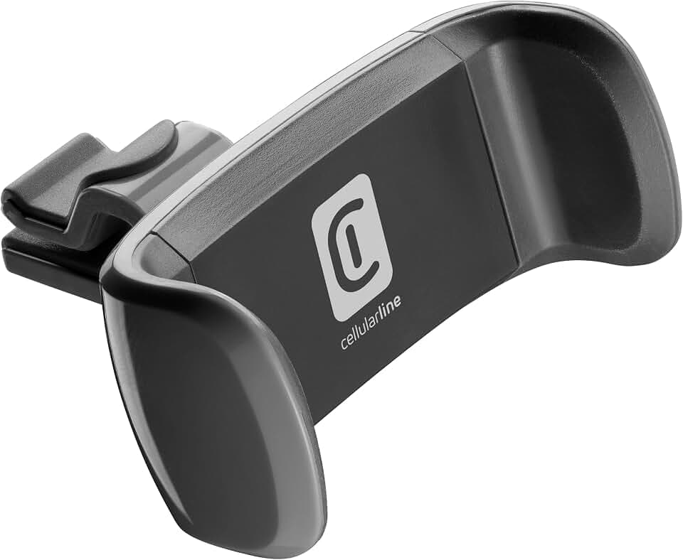 cellularline - Spin AIR - Smartphone Halterung fürs Auto - Kompatibel mit Standard-Luftauslässen - 360° Drehung - Zugang zu Tasten, Anschlüssen und Display des Telefons - Schwarz 