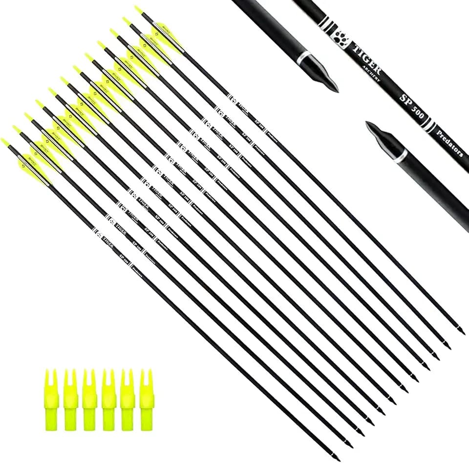 TIGER ARCHERY 30" Carbon Arrows for Compound Recurve Bow Hunting Target