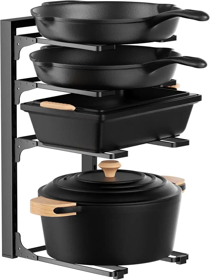 MUDEELA Pot and Pan Organizer Under Cabinet 15.75", 4-Tier Pot Rack, 1 Pack