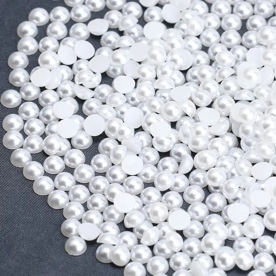 1300PCS 6mm White Flatback Half Pearls for Crafts Jewelry Scrapbook Nails, Flatback Pearls for Crocs Shoes Scrapbooking Embellishement, Imitation Loose Pearl Beads Gems
