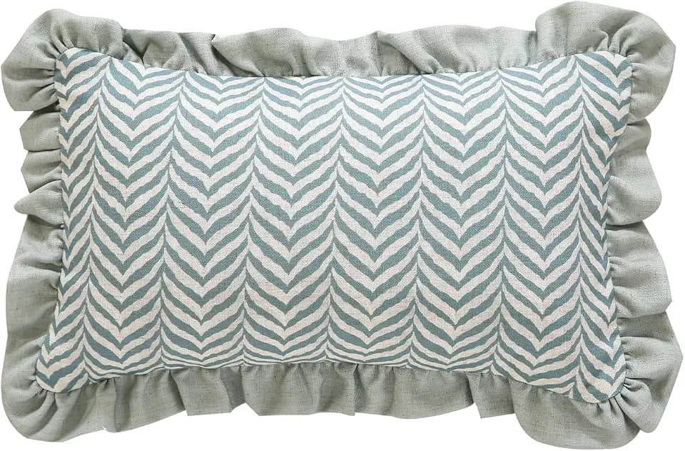 ISAENNE Vintage Elegant Linen Throw Pillow Cover,20"x12"-Serenity E