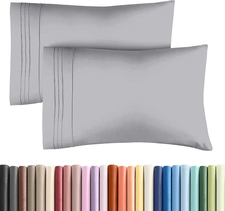 Standard Pillow Cases Set of 2 - Ultra Soft Pillowcase Covers - Steel Blue