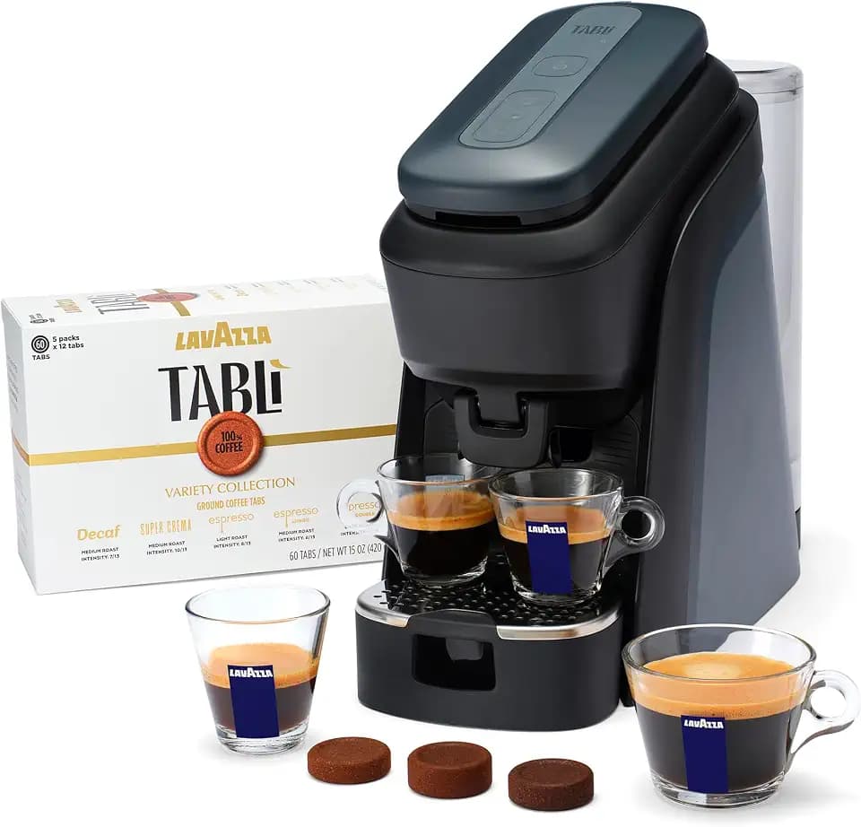 Lavazza Tablì Espresso Machine (Black) and 60-count variety Coffee Tabs