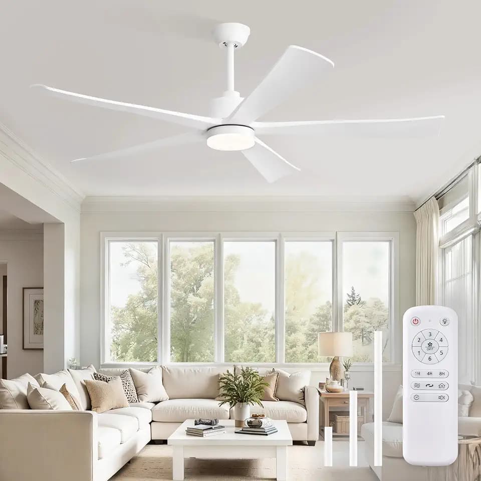 Fanbulous 60 inch Ceiling Fan with Lights and Remote,Quiet White