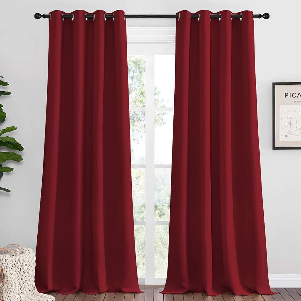 NICETOWN Blackout Curtains for Living Room 2 Panels 55" x 120" Burgundy Red