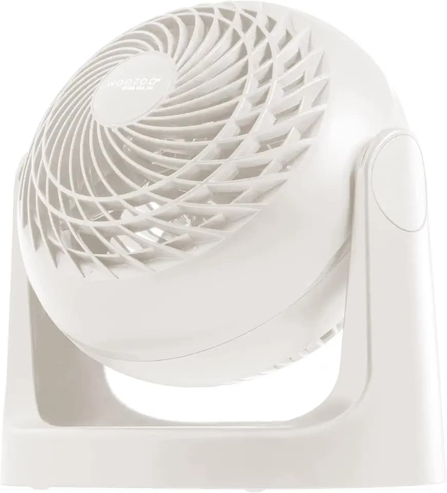 IRIS USA WOOZOO Small Desk Fan, 360° Vertical Tilt, Quiet Table Fan, White