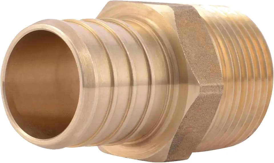 SharkBite 1 Inch x 3/4 Inch Crimp MNPT Male Adapter, Brass Plumbing Fitting, PEX Pipe, Copper, UC142LFA