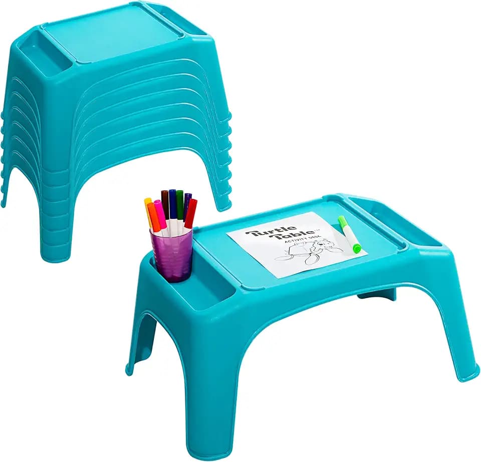 LAPGEAR Turtle Table Kids Activity Lap Desk – Blue, 8-Pack