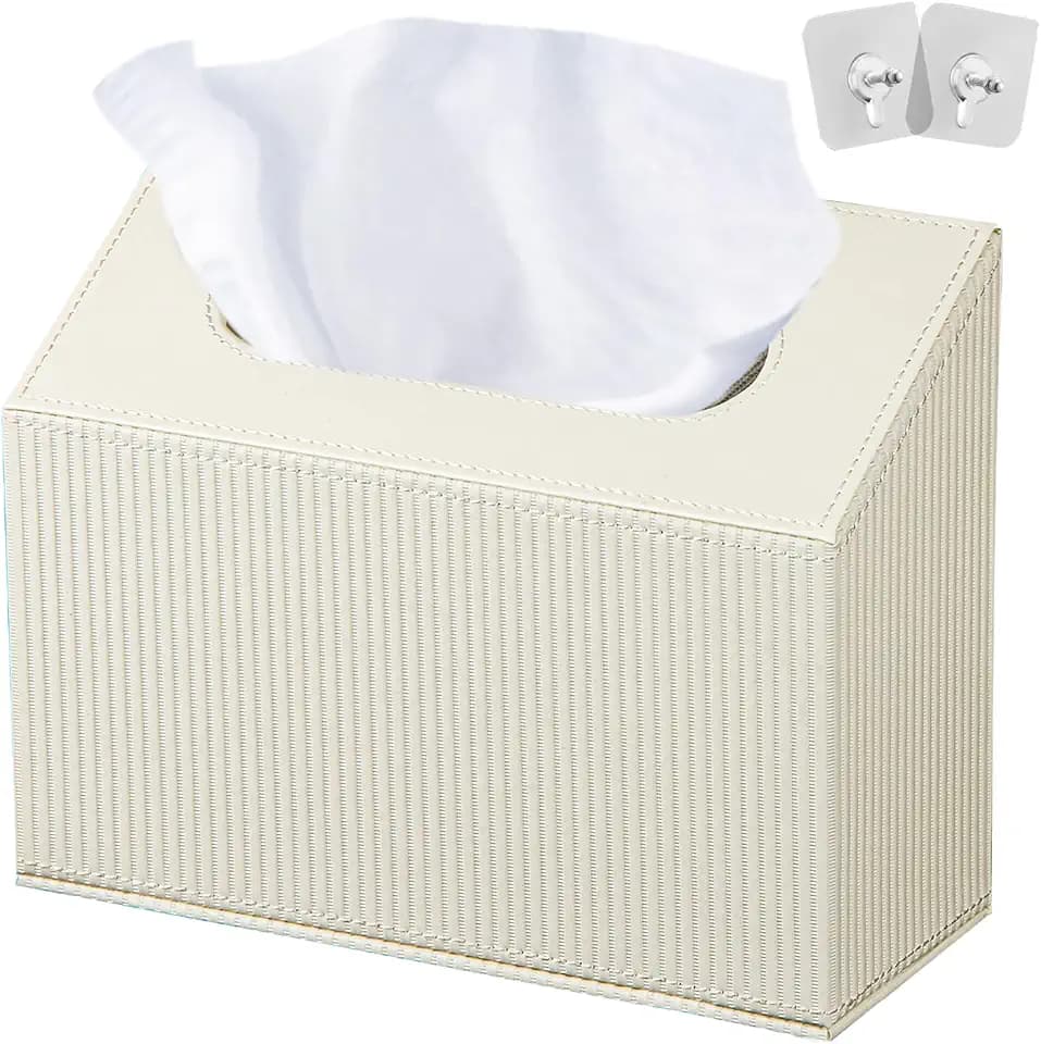 Hand Towel Box Cover Holder,PU Leather Hand Towel Case Compatible with Kleenex Disposable Paper Hand Towels, White
