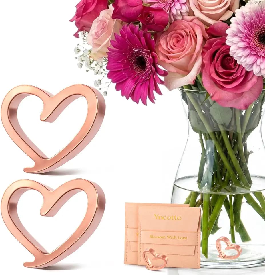 Fresh Cut Flower Food Copper Heart – Boost Flower Food Packet & Keep Water Clean for Longer Life, 99.99% Copper, Eco Friendly, Reusable Vase Accessory for All Fresh Cut Flower Varieties (2 Pack)
